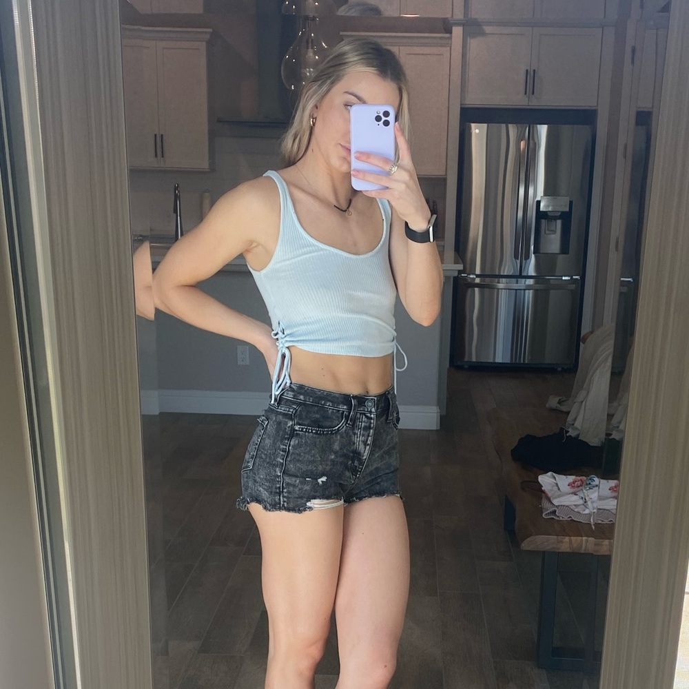 Crop top with cinched sides
